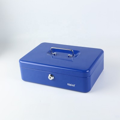 Eagle Safety Cash Box Stationery Key Lock Cash Storage with Cover and Key Metal Portable Cash Box